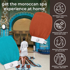Natural Elephant guante exfoliante Hammam, uso en ducha para renovación suave de la piel.