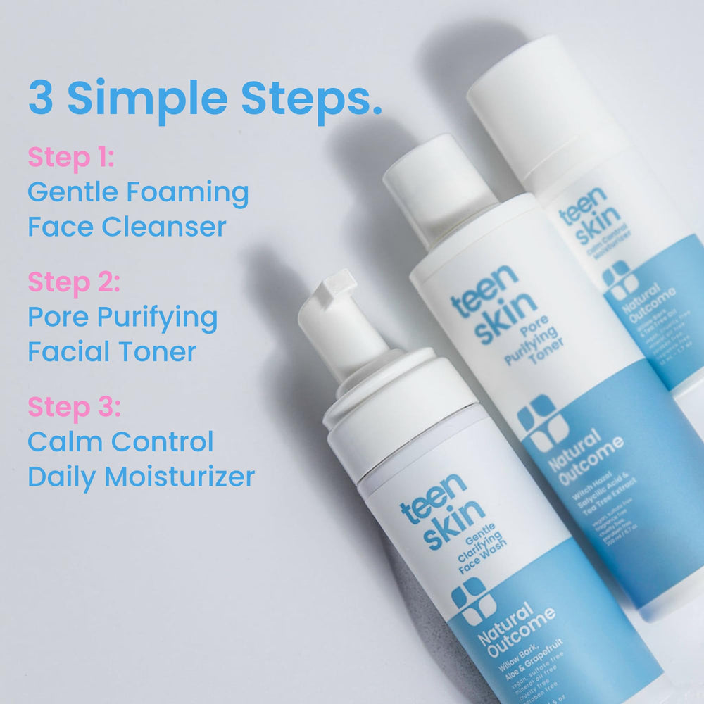 Fresh, clean skin after washing with Natural Outcome Teen Skin Face Wash.
