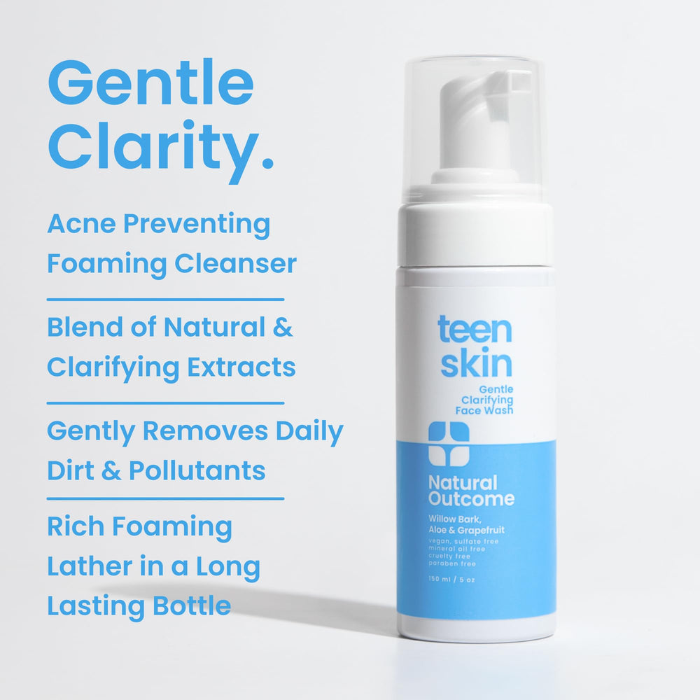 Soft foam from Natural Outcome cleanser provides light teens-friendly lather.
