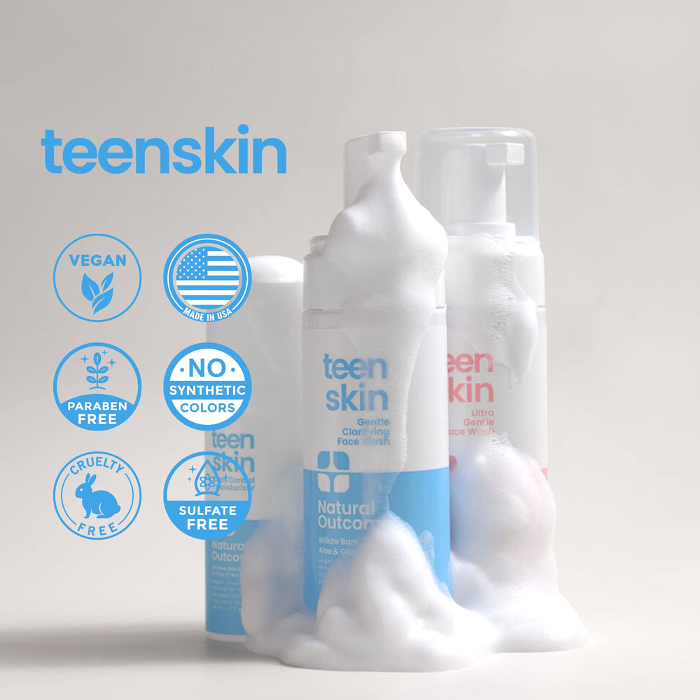Natural Outcome Teen Skin Kit 3 Pasos: rutina diaria rápida y fácil para adolescentes.