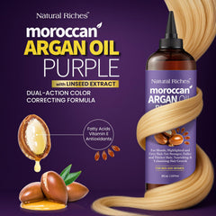 Natural Riches Aceite Argán Morado con aplicador, aplicación precisa para cabellos claros
