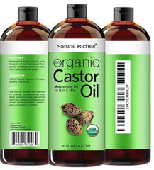 Natural Riches Aceite de Ricino Etiqueta Orgánica, uso suave en piel y cabello