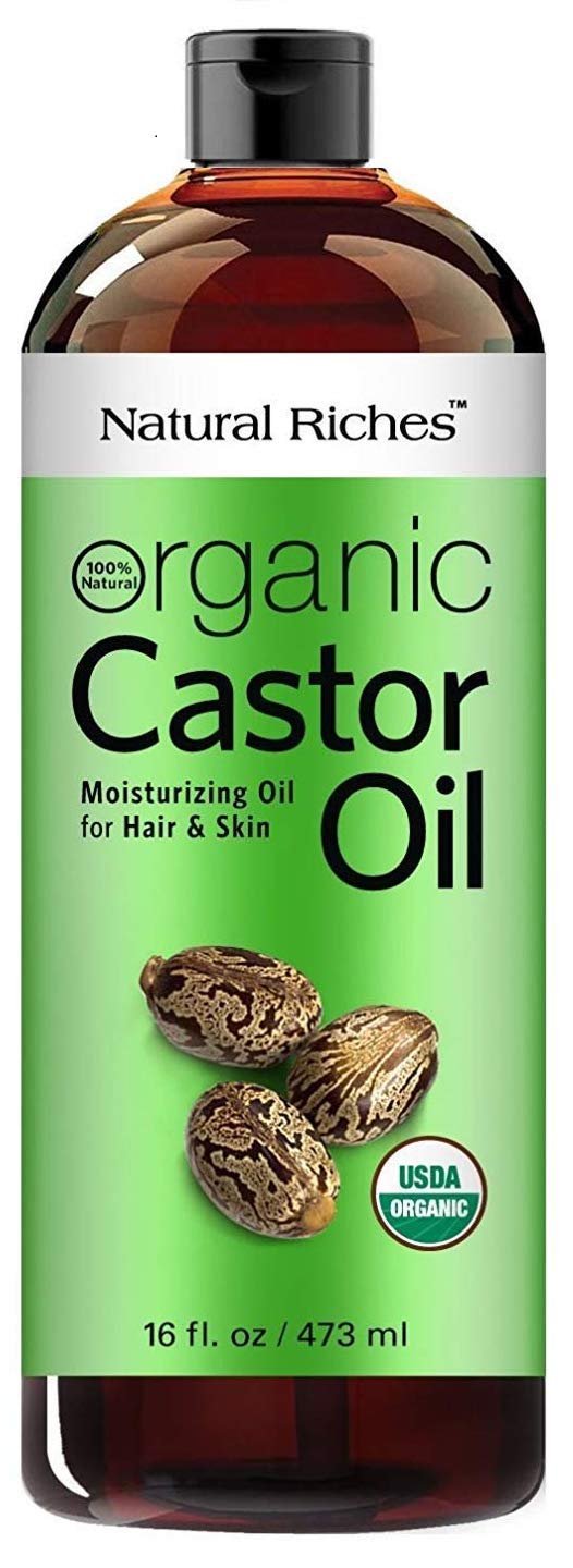 Natural Riches Aceite de Ricino Prensado en Frío, botella ámbar para preservar nutrientes y cuidado capilar