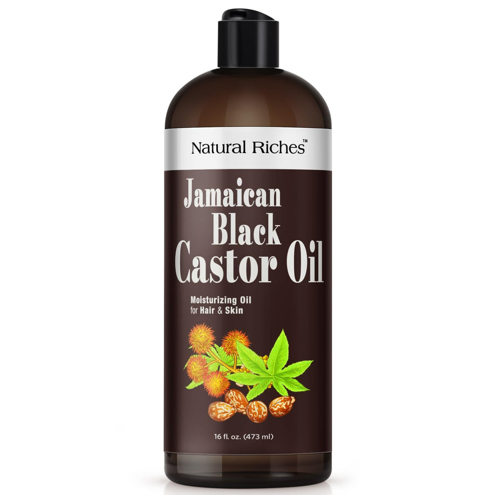 Natural Riches Aceite Negro Jamaicano, botella para uso diario en cabello y piel.