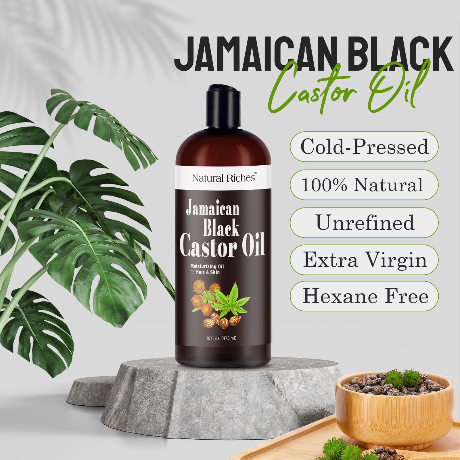 Natural Riches Aceite Negro Jamaicano, textura oscura que indica alto contenido de nutrientes.