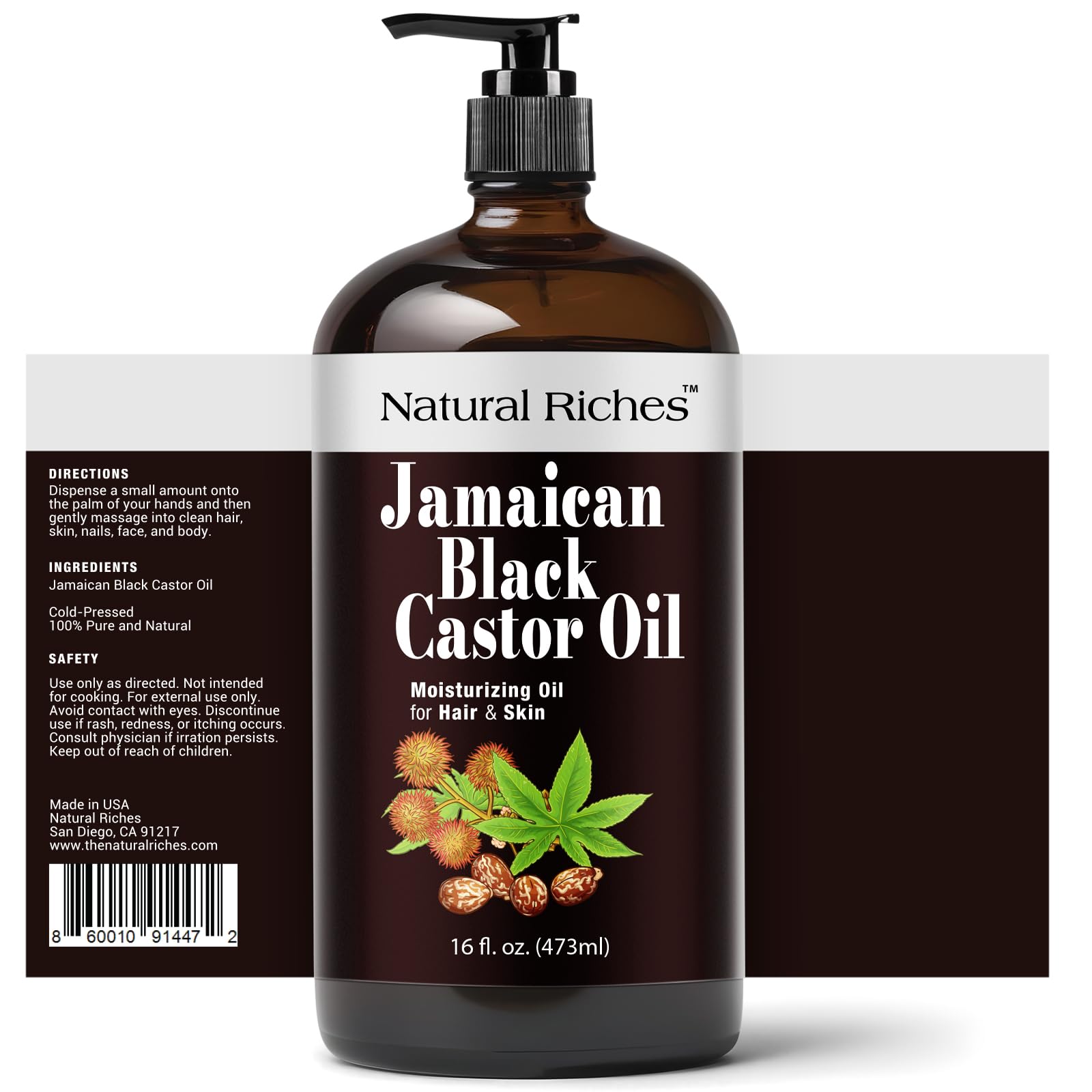 Natural Riches aceite de ricino negro jamaicano para revitalizar el cabello.