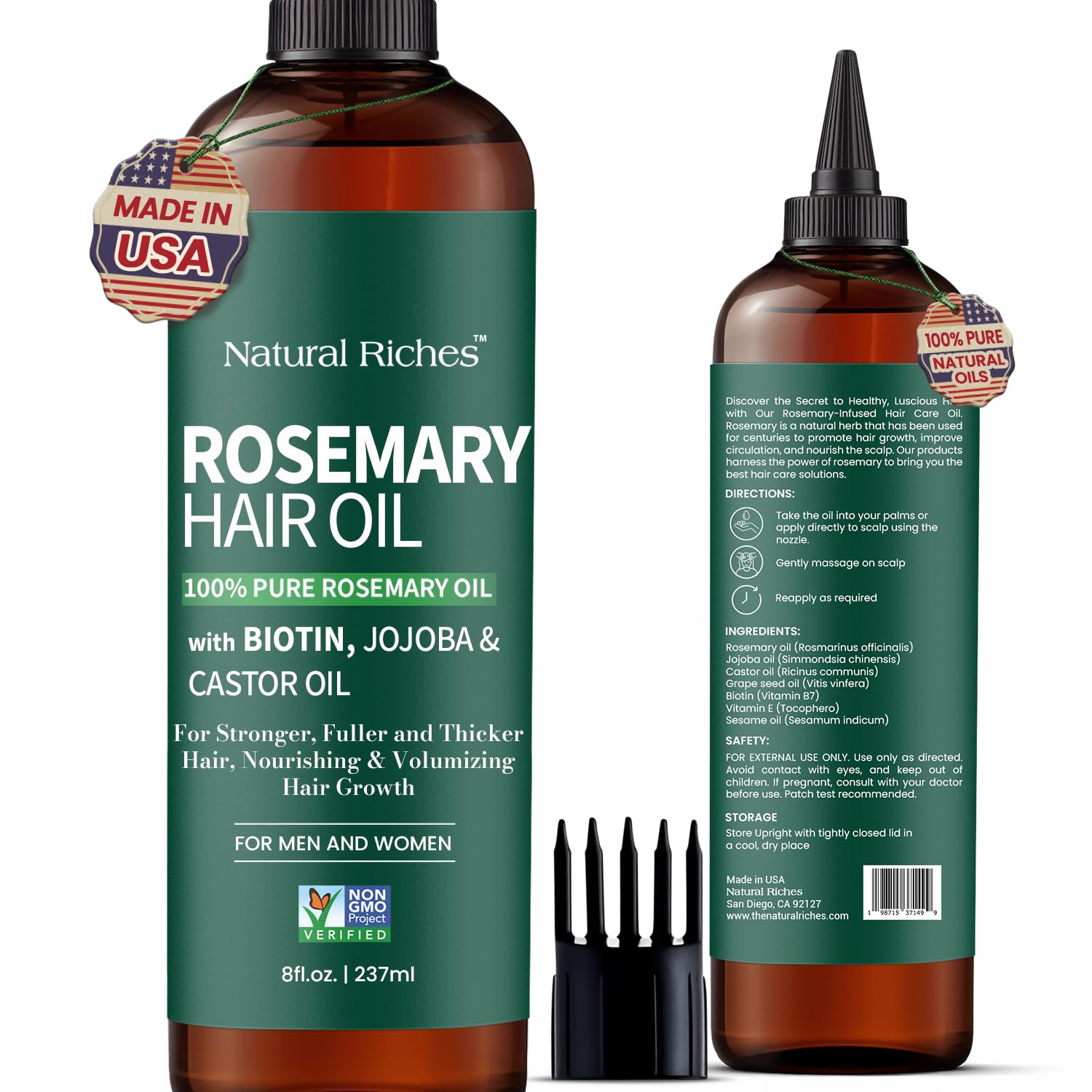 Natural Riches aceite de romero, botella para fortalecimiento del cabello