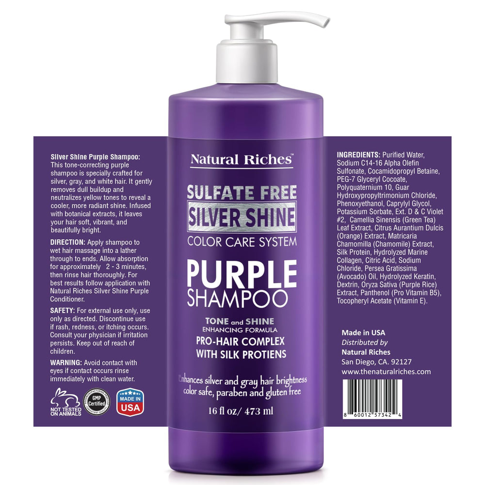 Natural Riches acondicionador morado en botella, suaviza y facilita peinado sin peso.