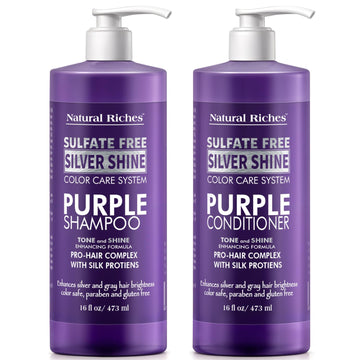 Natural Riches champú morado en botella, neutraliza amarillentos y realza tonos fríos.