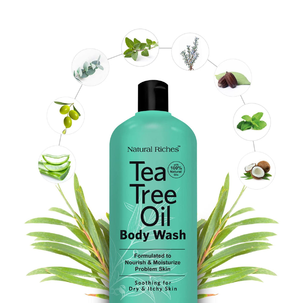 Natural Riches Ducha Corporal, aceites naturales para cuidado de piel y aroma.