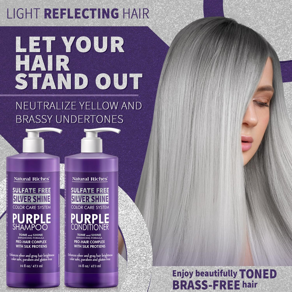 Natural Riches set cuidado cabello morado en caja, presentación elegante para uso diario.