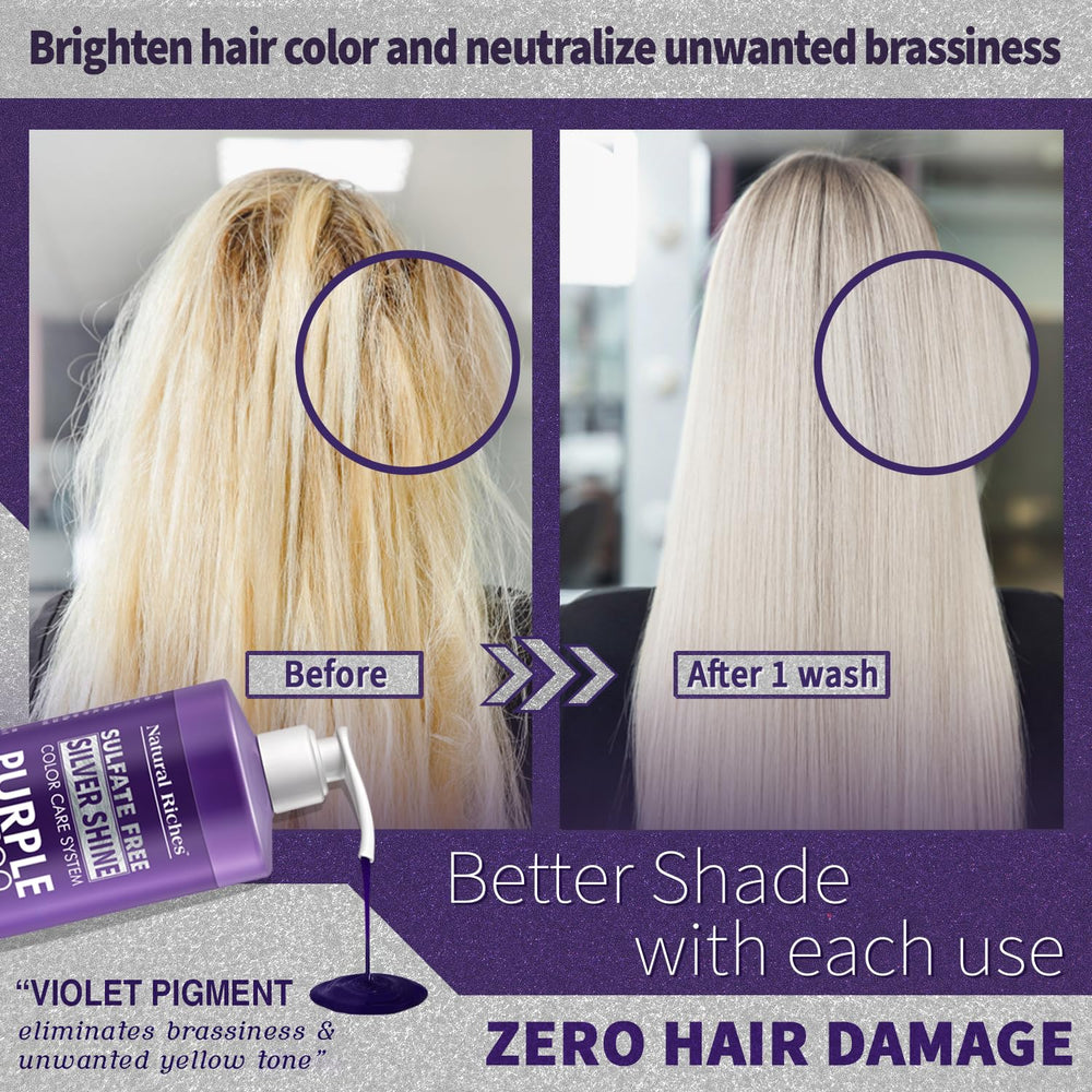 Natural Riches champú morado, textura cremosa que aporta suavidad al cabello.