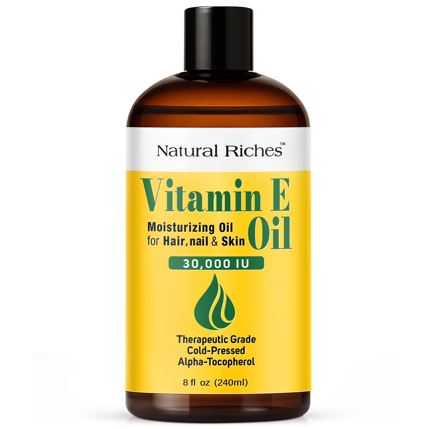 Natural Riches Aceite de Vitamina E, botella 30000 UI, hidratación profunda para piel y cabello