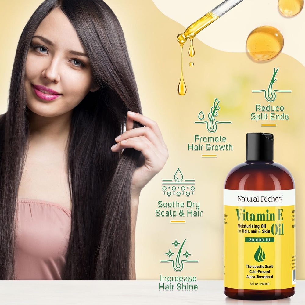 Natural Riches Aceite de Vitamina E, cuidado del cabello para brillo