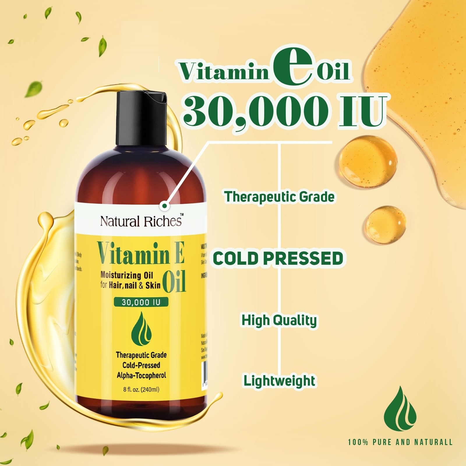Natural Riches Aceite de Vitamina E, cuidado del cuero cabelludo hidratado