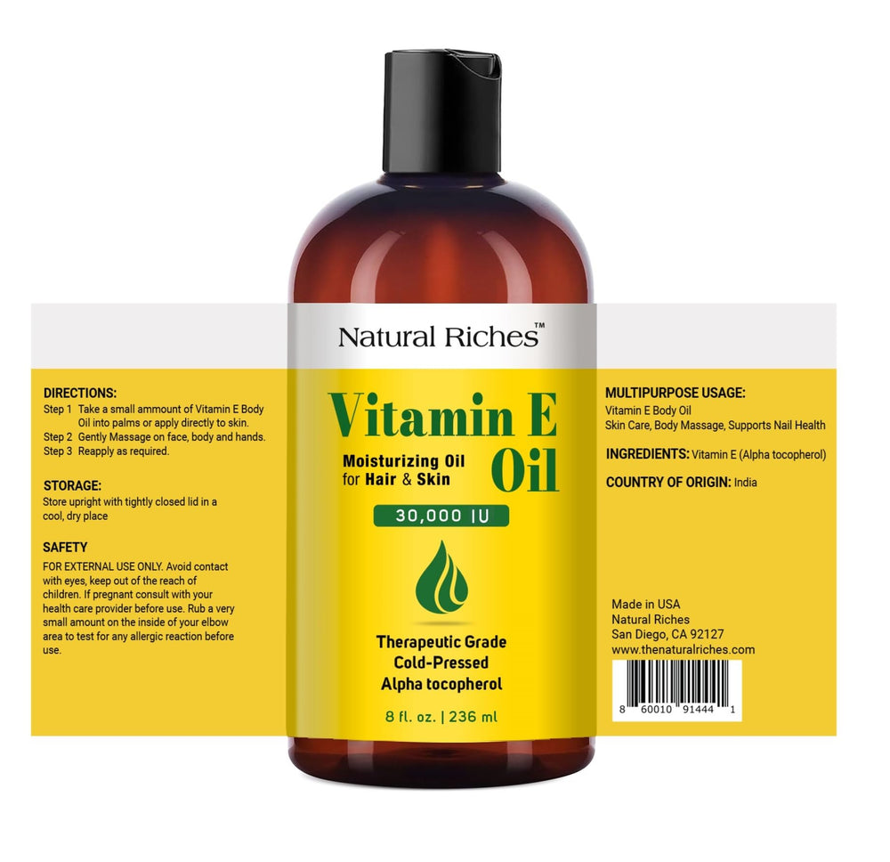 Natural Riches Aceite de Vitamina E, hidratación intensiva para piel suave