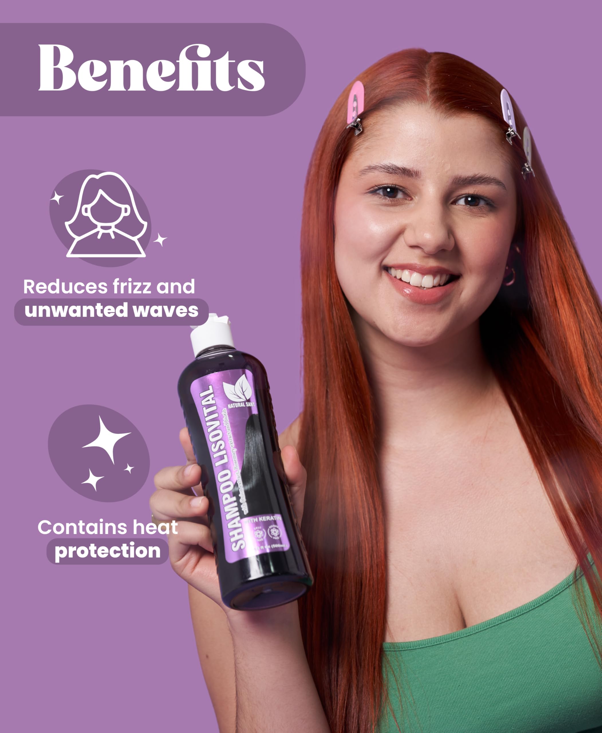 Natural Sant Liso Vital tratamiento sin enjuague para control diario del frizz.