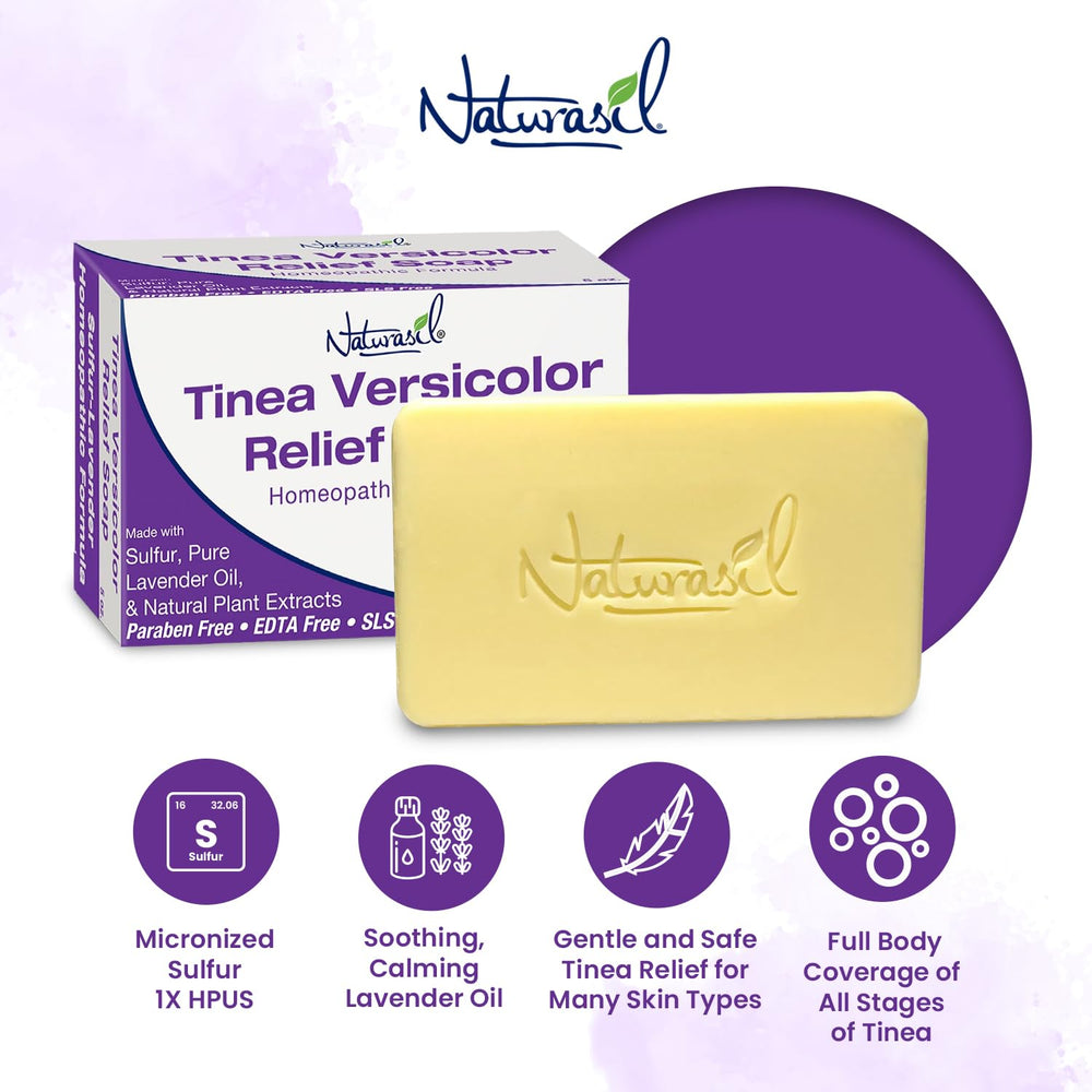 Naturasil Jabón tiña versicolor, barra con azufre para cuidado suave de la piel.