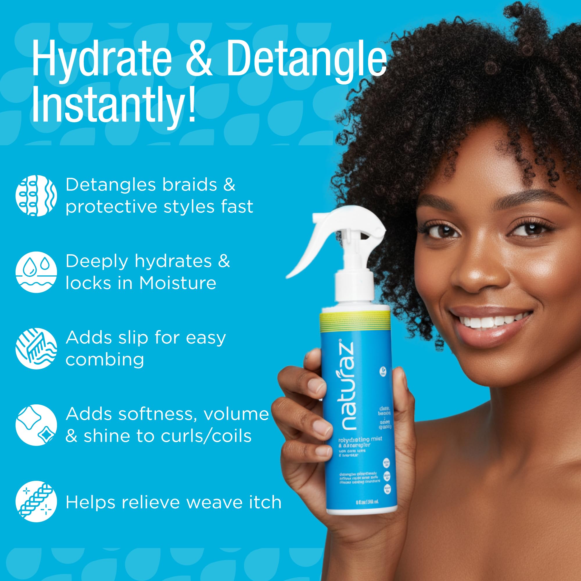 Naturaz Aplicación Instantánea para Cabello Rizado, facilita peinado