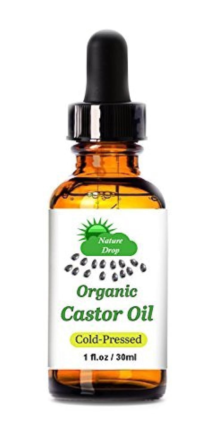 Nature Drop Aceite de Ricino Orgánico en botella con protección UV, ideal para cuidado diario de la piel.