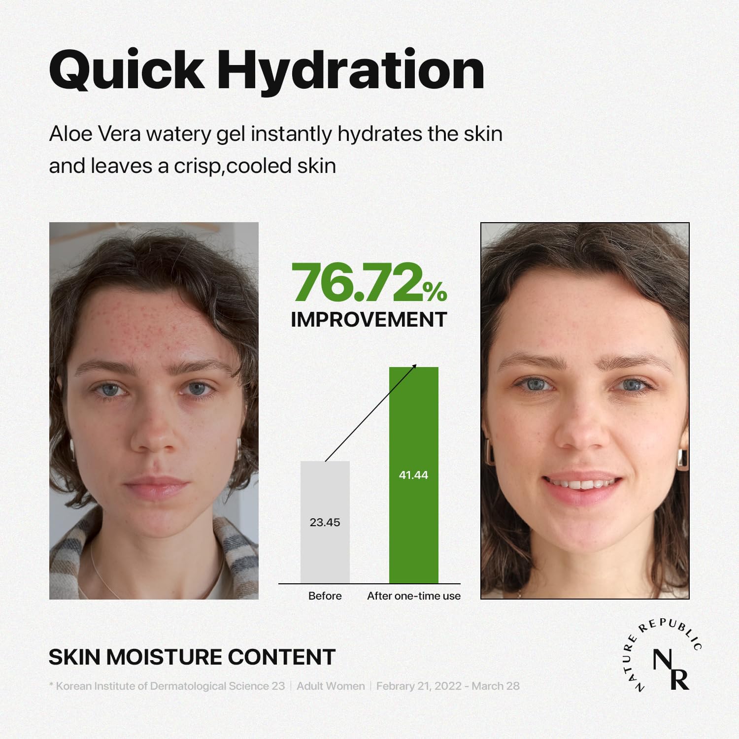Nature Republic Aloe Vera Watery Gel on hair ends for moisture.