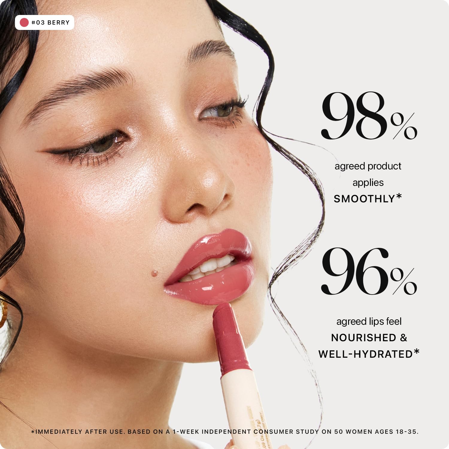 Nature Republic Honey Melting Lip 03 Berry: aplicación fácil para color suave en segundos.