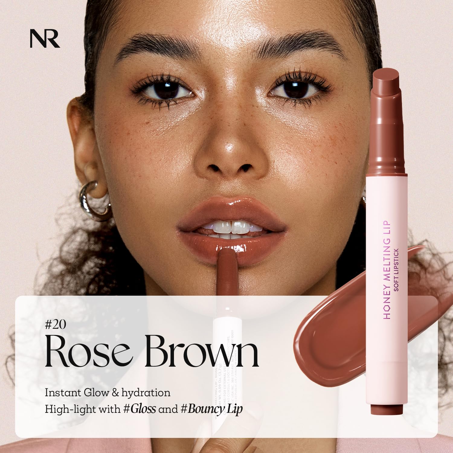 Nature Republic Labial miel-derretido rosa-marrón, aplicación suave y nutritiva.