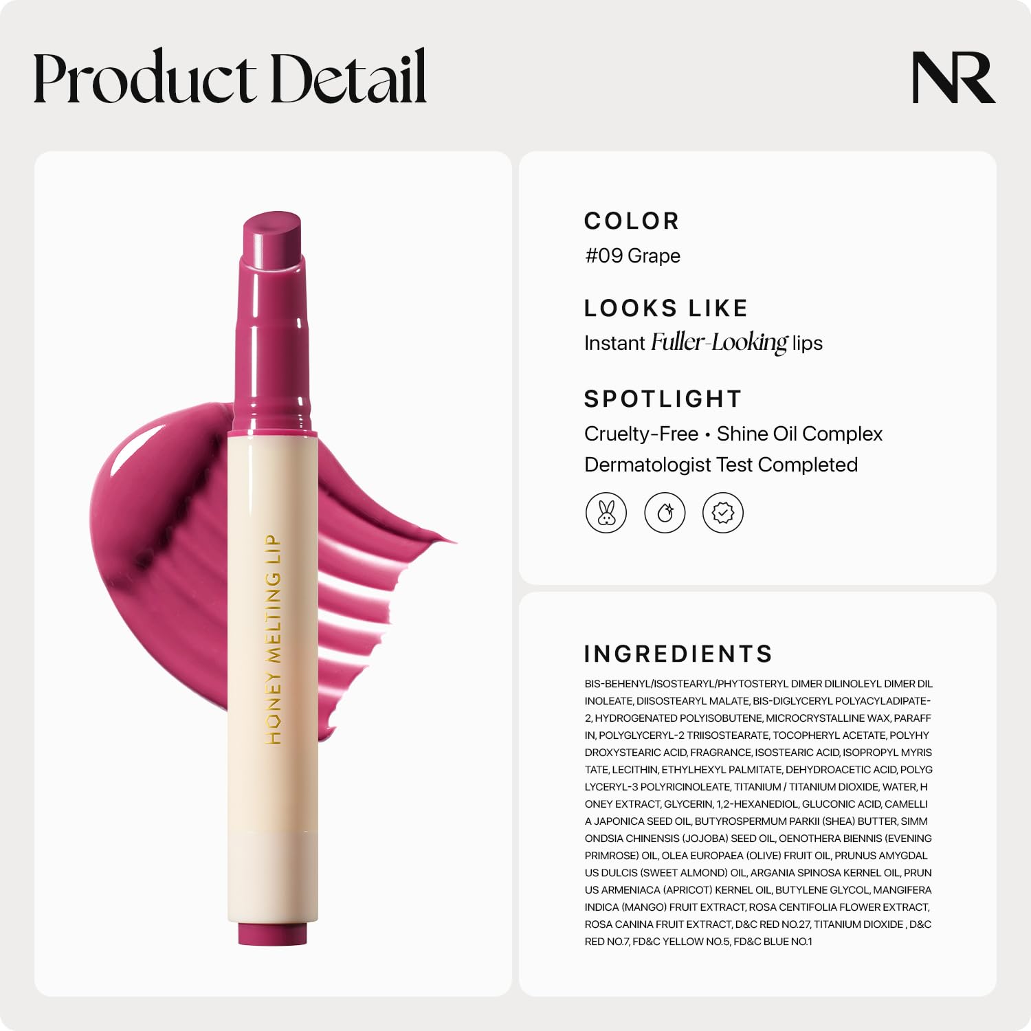 Nature Republic Labial Honey Melting Look Nude: acabado suave y elegante.