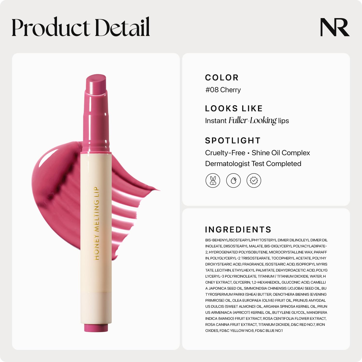 Nature Republic labial miel derretido 08 cereza oscura choux color ligero y natural