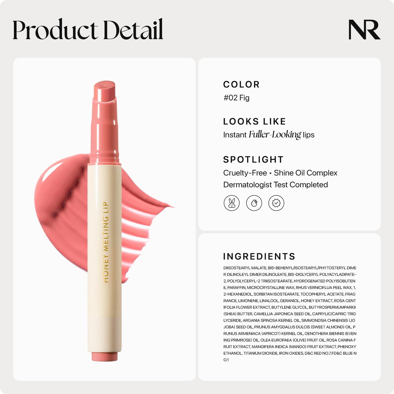 Nature Republic Labio Cobertura Rosada: color suave que complementa look natural.