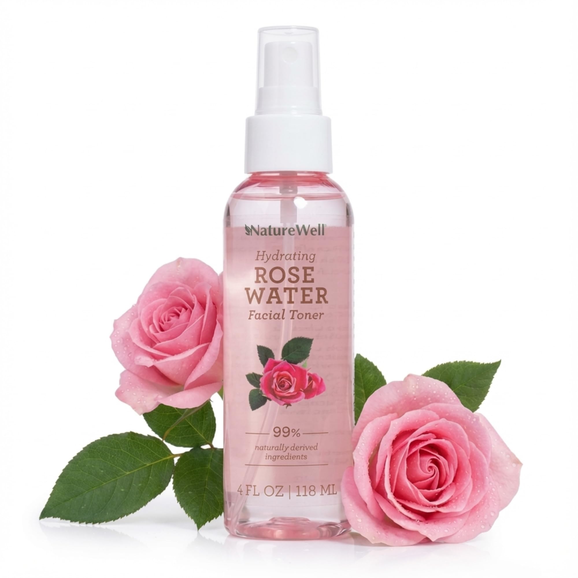 Nature Well Agua de Rosas bruma facial suave para hidratación diaria.