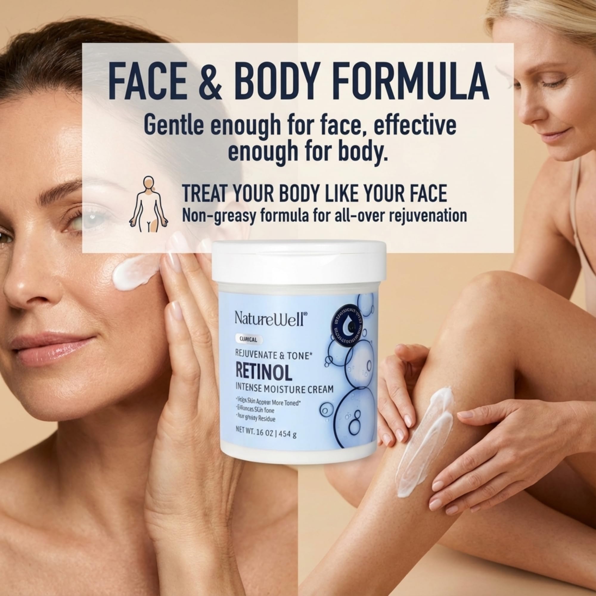 Nature Well Retinol crema, microencapsulados para liberación gradual y absorción.