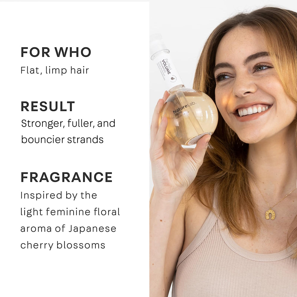 NatureLab.TOKYO Champú de Volumen Perfecto, espuma rica limpia sin peso para cabello fino