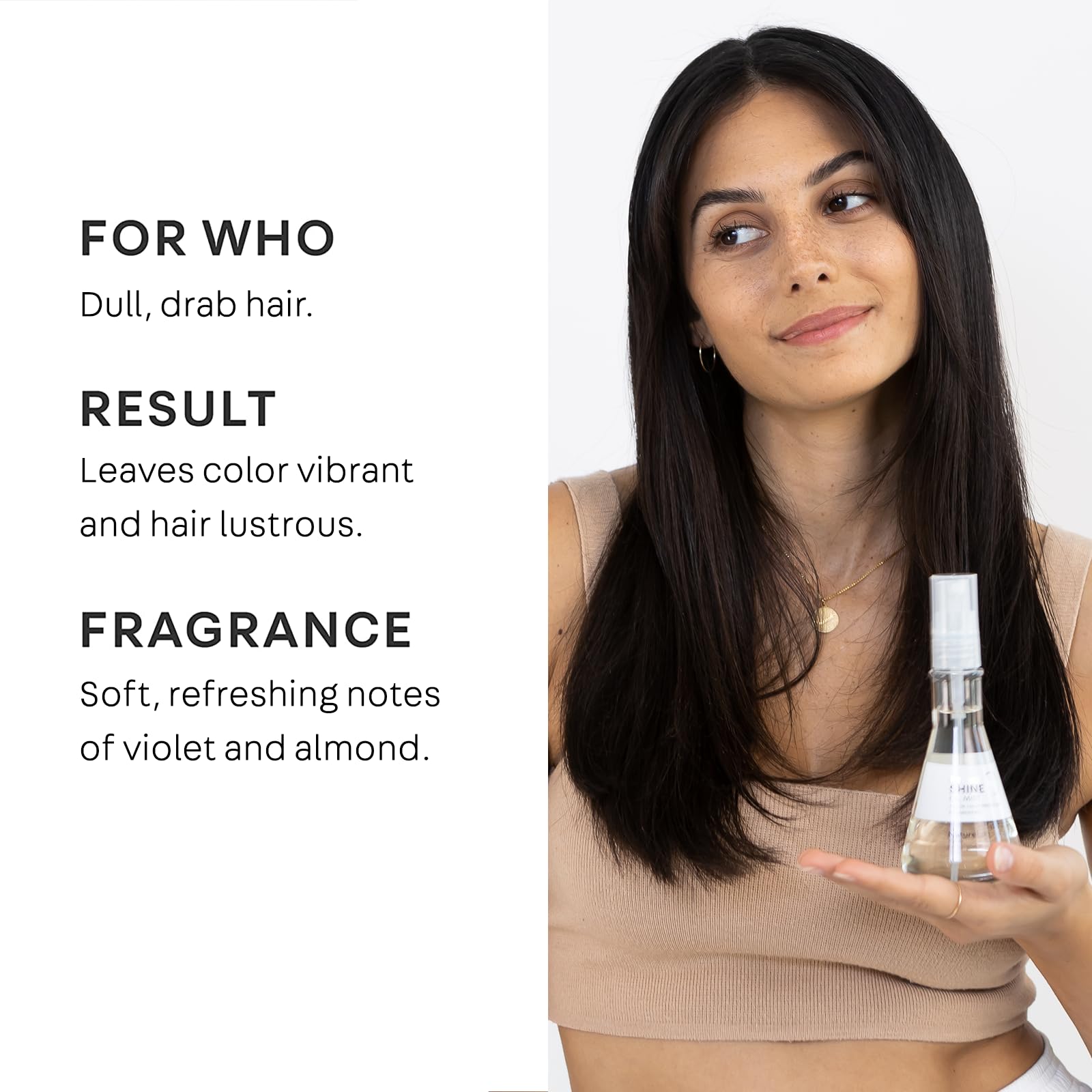 NatureLab.TOKYO Perfect Shine Oil Mist: aplicación fácil para brillo suave y protector ligero.