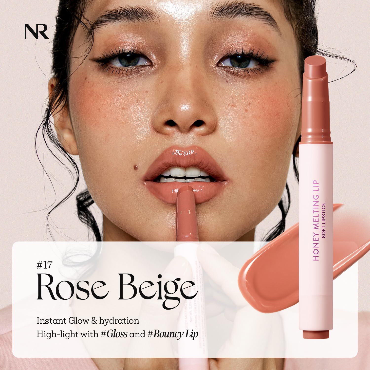 Nature Republic Labial Brillo Hidratante rosa beige para labios nutridos