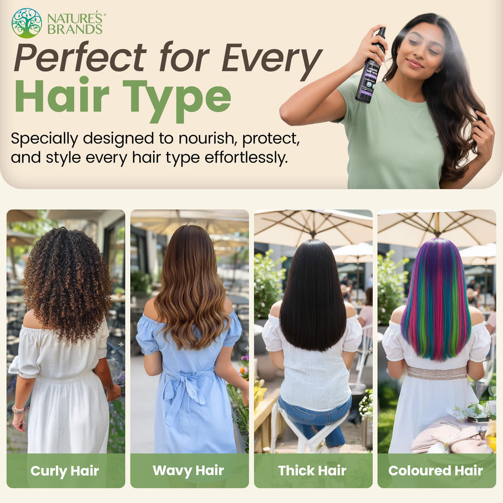 Nature's Brands Spray Orgánico: control del frizz y brillo suave.
