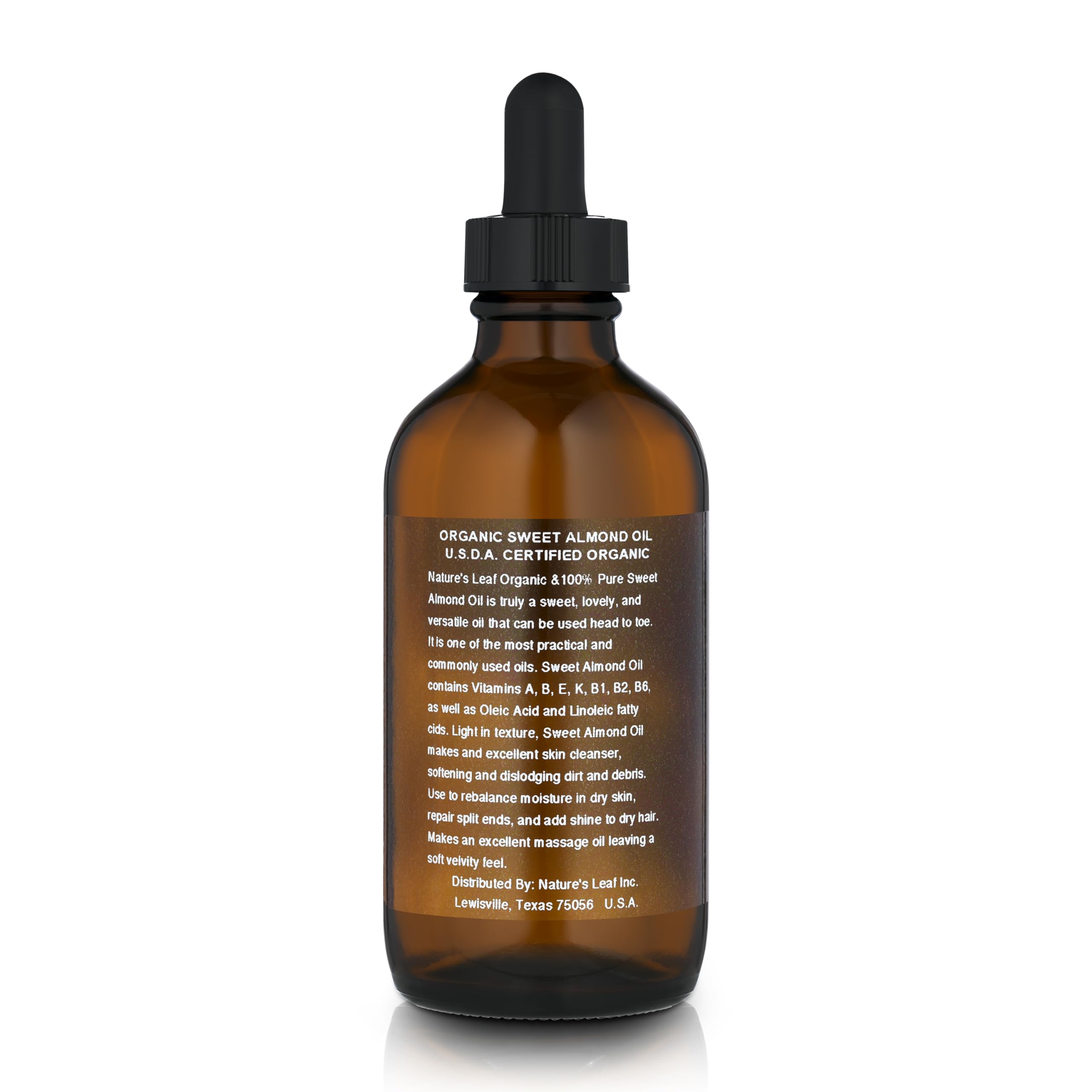 Natures Leaf Aceite de Almendra Dulce con etiqueta USDA para cuidado orgánico