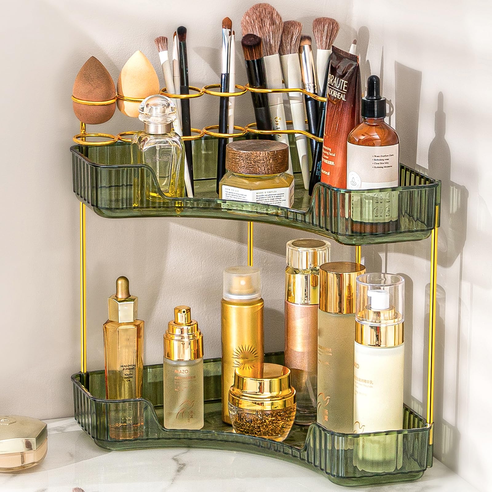 NATURE'S SOURCE organi zador de maquillaje en esquina, ahorro de espacio para tocador