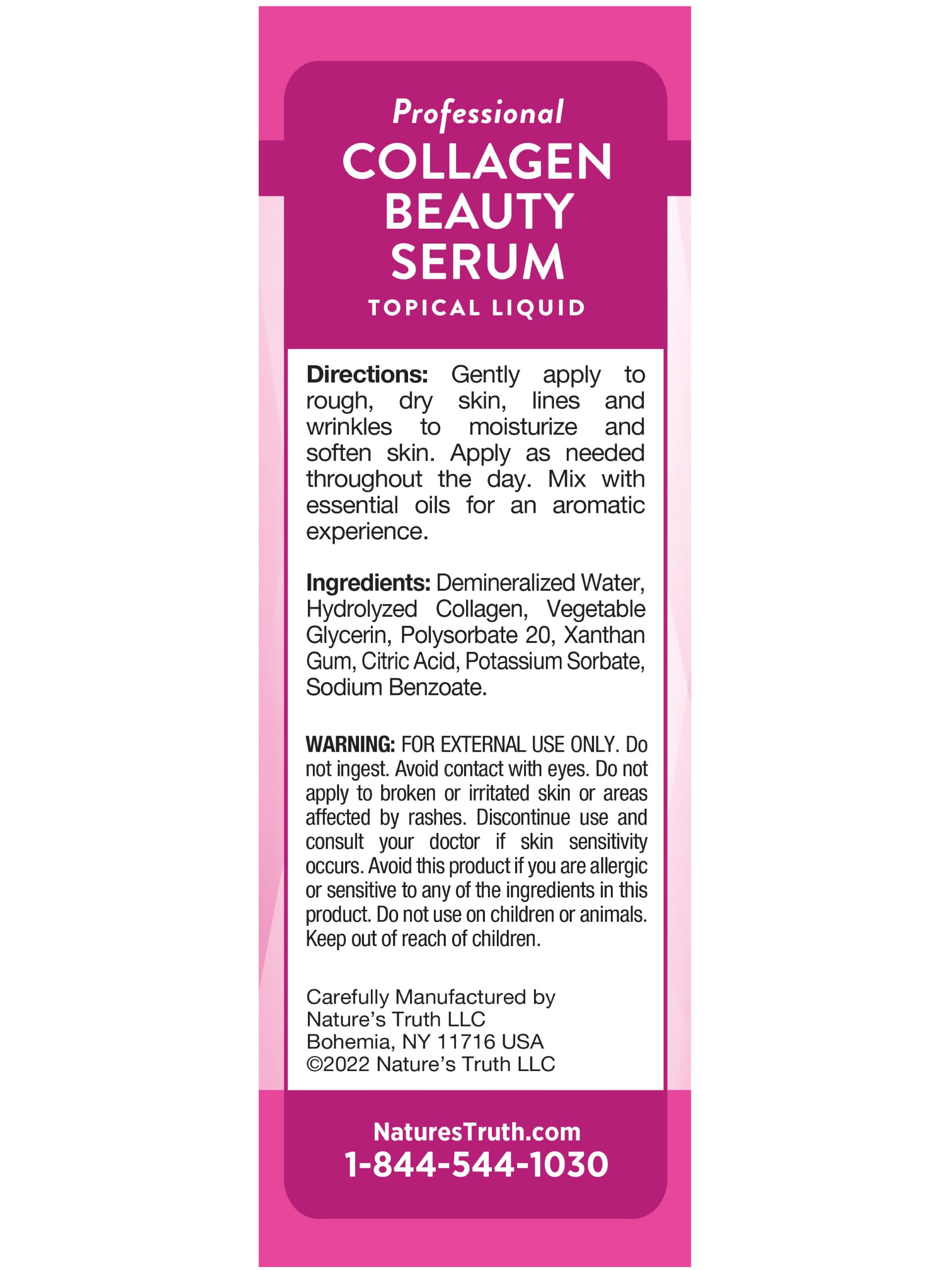 Nature's Truth Colágeno Belleza Sérum, envase compacto perfecto para viajes.