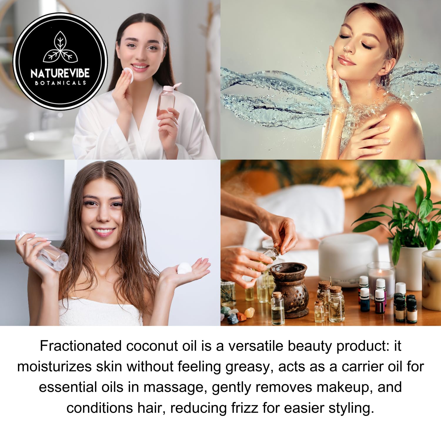 Naturevibe Botanicals Aceite de Coco Fractionado para cuidado corporal diario
