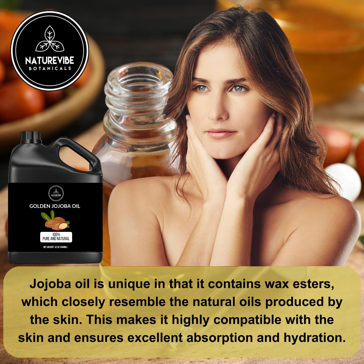Naturevibe Botanicals Aceite Jojoba Dorado masaje corporal relajante y suave
