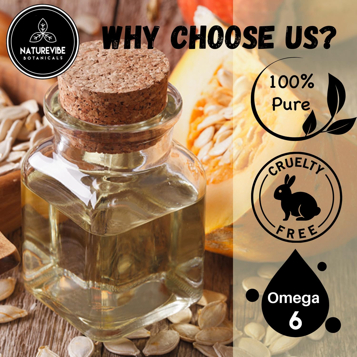 Aceite de calabaza Naturevibe: nutre cuero cabelludo y brillo ligero.