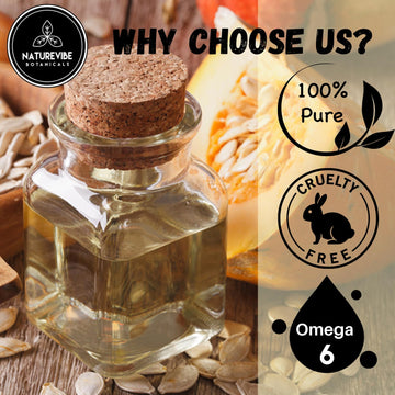 Aceite de calabaza Naturevibe: nutre cuero cabelludo y brillo ligero.