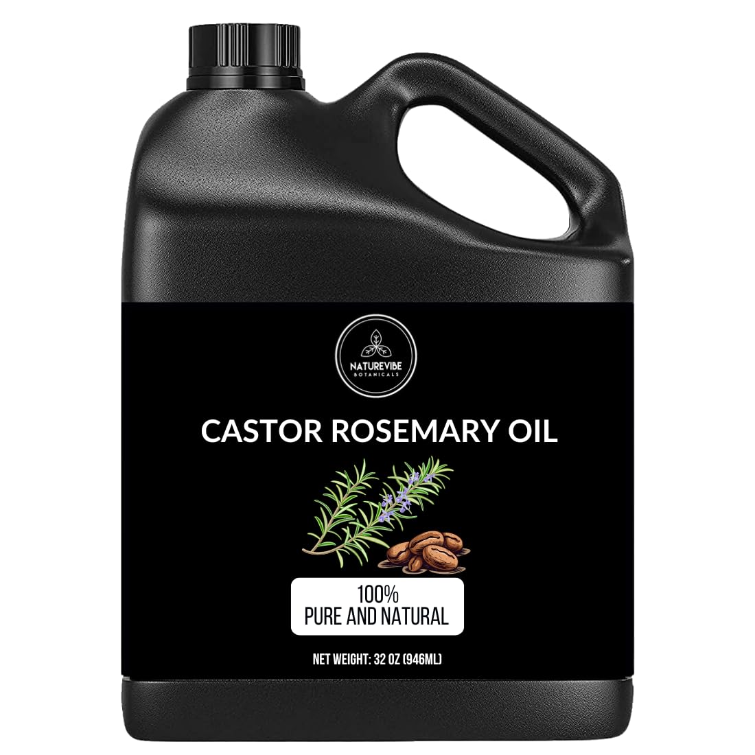 Naturevibe Botanicals Aceite de Ricino con Romero en botella de 946 ml para cuidado diario