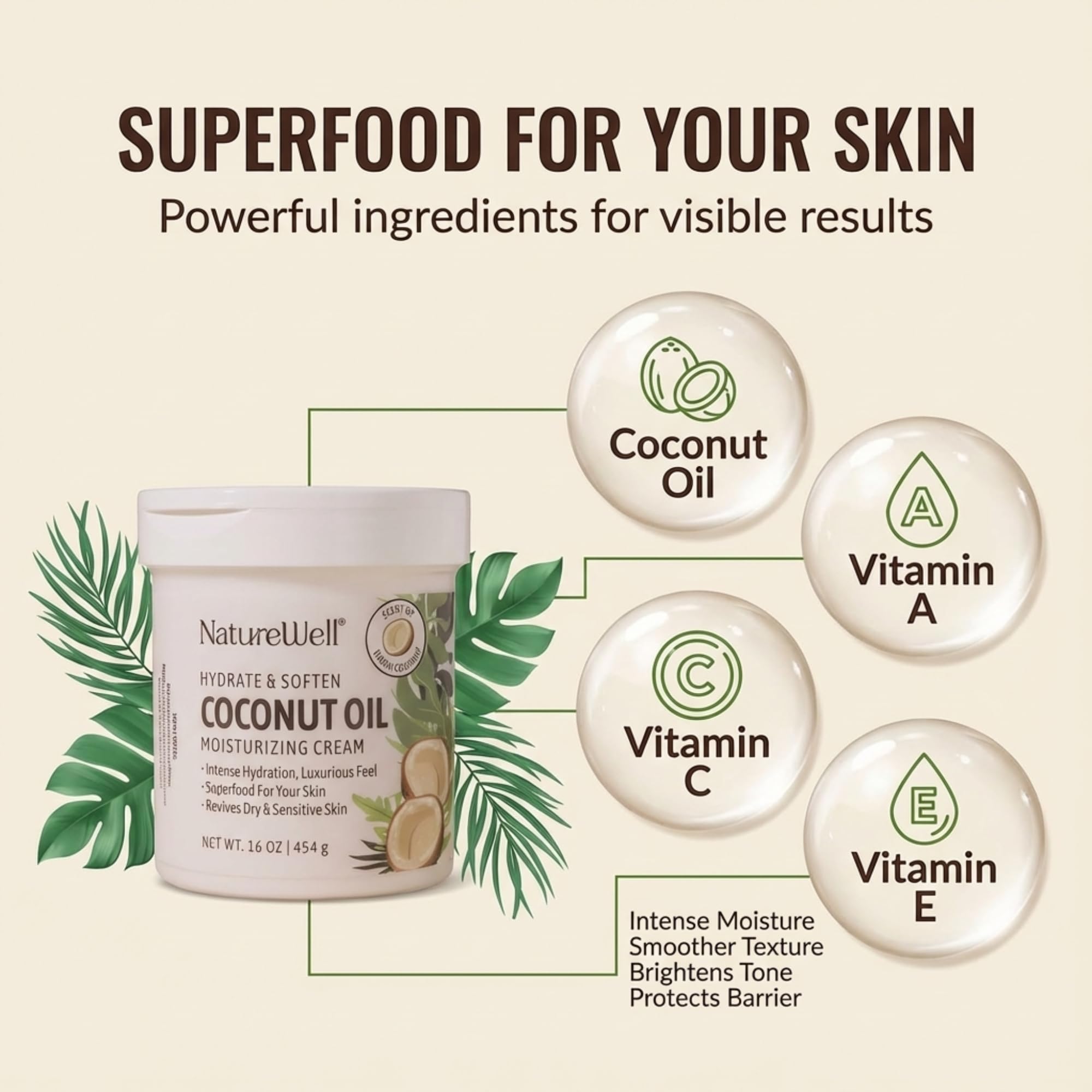NATURE WELL crema coco cuerpo: nutrición suave para la piel del cuerpo