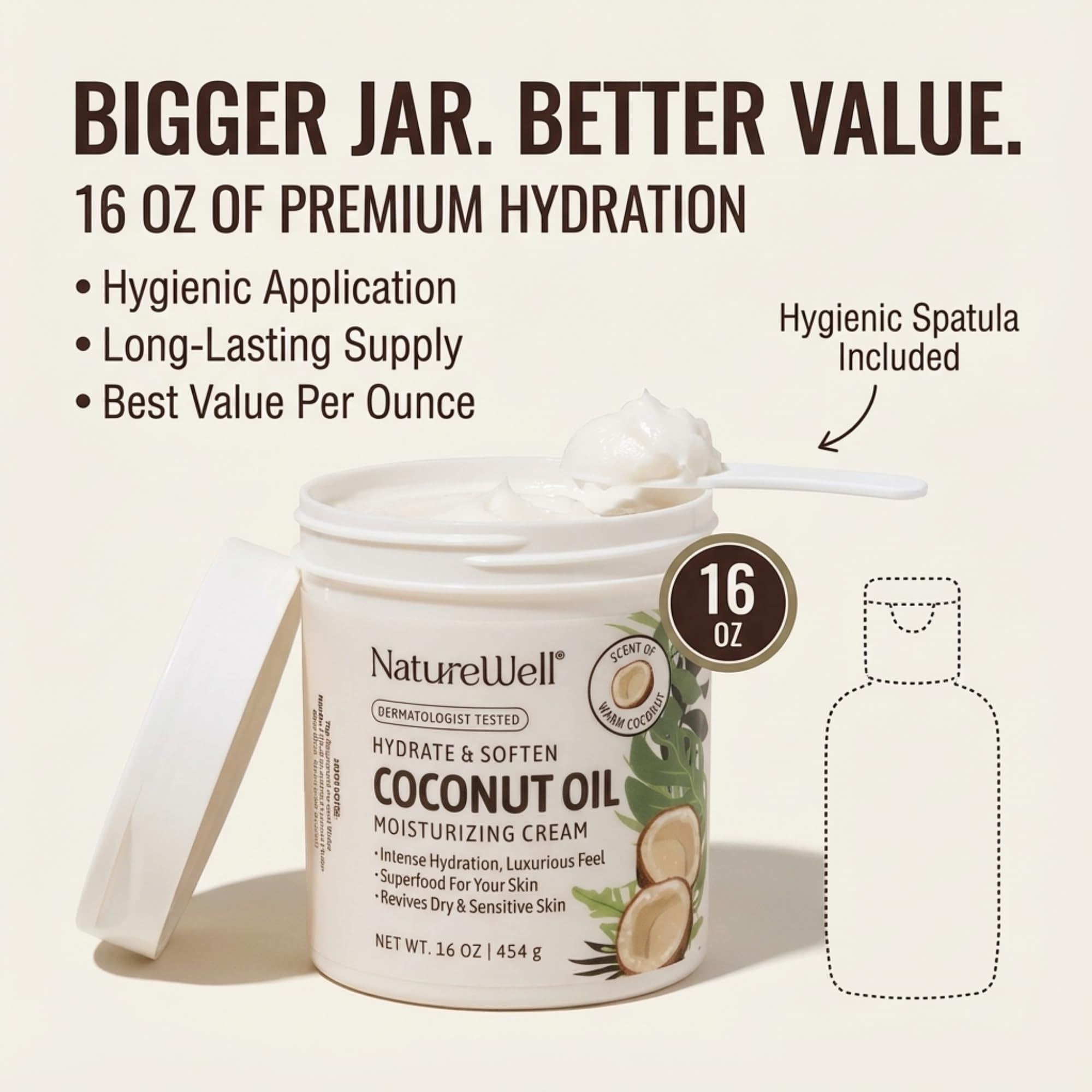 NATURE WELL crema coco ingredientes vitaminas A, C y E: nutrición antioxidante
