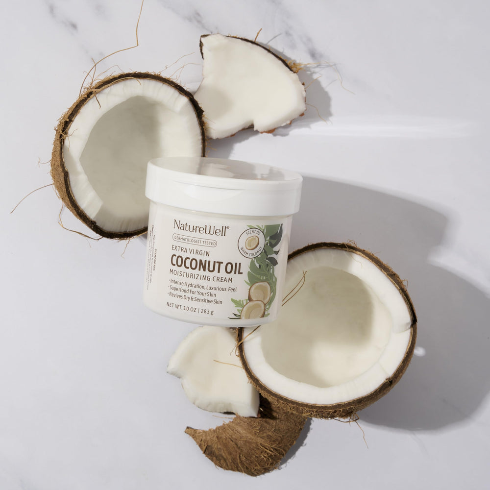 NatureWell crema coco, textura sedosa para piel suave y confortable.