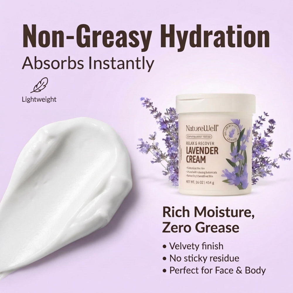 NatureWell Lavanda crema hidratante para cuerpo que deja suavidad.