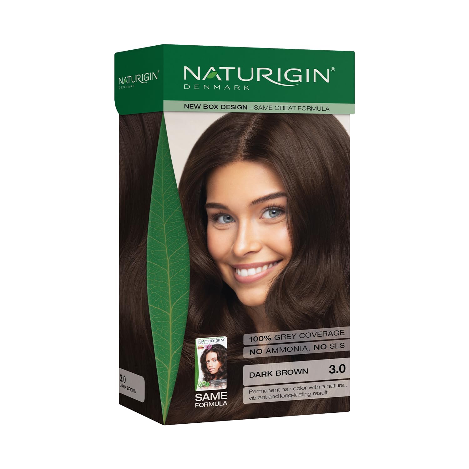 Naturigin Color Permanente 3.0 en botella, tono castaño oscuro, cobertura de canas duradera.