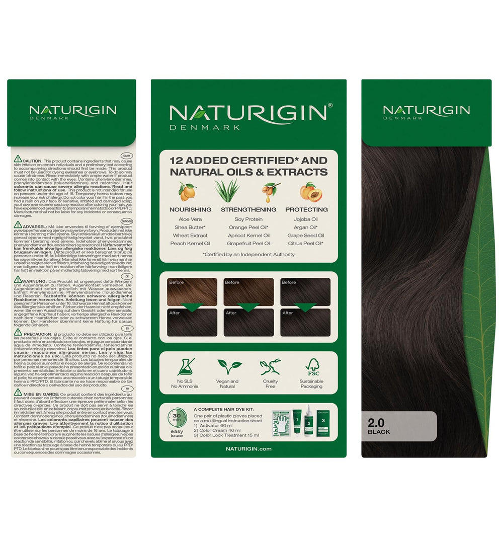 Resultados de color negro 2.0 con acabado nutrido y duradero.